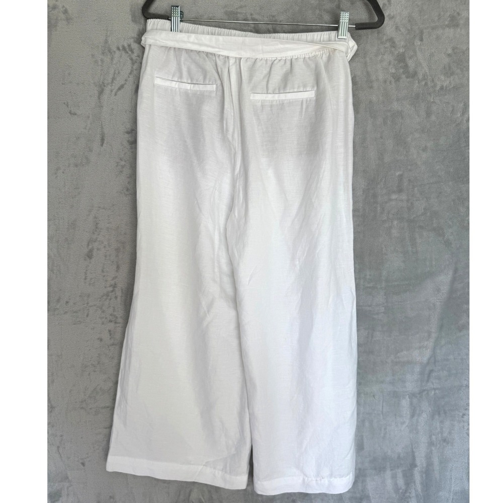 NWT LOFT White Linen Blend Wide Leg Cropped Pants Petite Large LP 32825497 - Picture 2 of 10